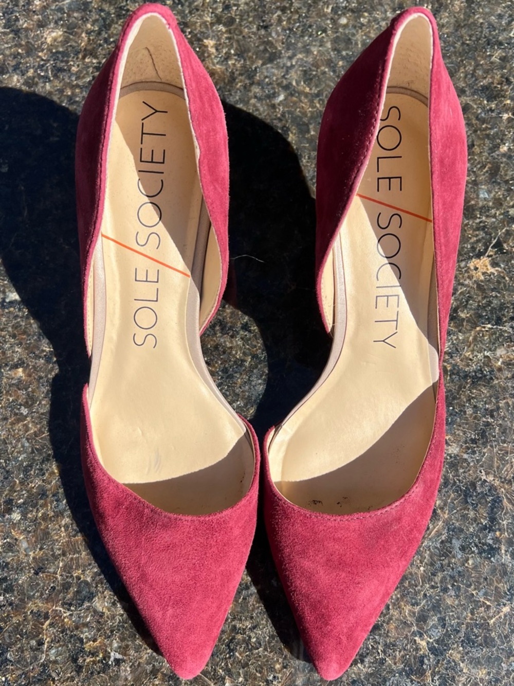 Sole Society Women's Red Suede Pointed-Toe D'Orsay Heels